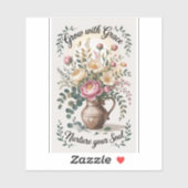 Vaas met bloemen groeien met Grace Small Sticker (Vel)