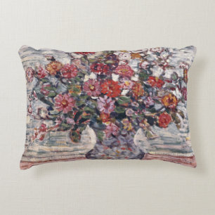 Vaas met bloemen, Zinnias door Maurice Prendergast Decoratief Kussen