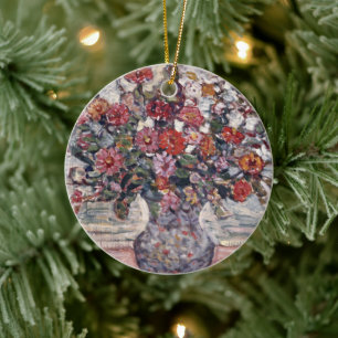 Vaas met bloemen, Zinnias door Maurice Prendergast Keramisch Ornament