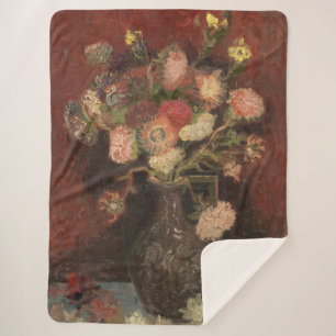 Vaas met Chinese asters en gladiolen van Gogh Sherpa Deken