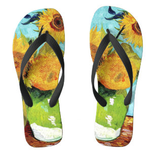 Vaas met drie zonnebloemen (1888) Van Gogh Unisex Teenslippers