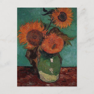 vaas met drie zonnebloemen, van Gogh Briefkaart