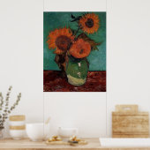 vaas met drie zonnebloemen, van Gogh Poster (Keuken)