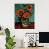 vaas met drie zonnebloemen, van Gogh Poster (Thuiskantoor)