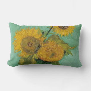 Vaas met drie zonnebloemen, Vincent van Gogh Kussen
