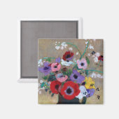 Vaas met Gemengde Bloemen, Redon Magneet (Voorkant / Achterkant)
