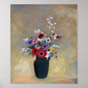 Vaas met Gemengde Bloemen, Redon Poster