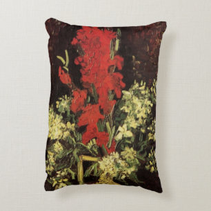 Vaas met gladiolen, anjers door Vincent van Gogh Accent Kussen
