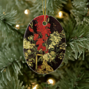 Vaas met gladiolen, anjers door Vincent van Gogh Keramisch Ornament
