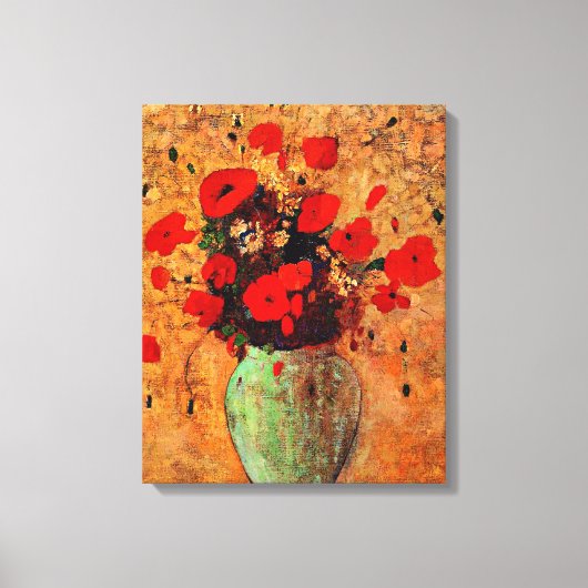 Vaas met klaprozen van Odilon Redon Canvas Afdruk (Voorkant)