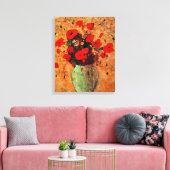 Vaas met klaprozen van Odilon Redon Canvas Afdruk (Insitu (Woonkamer))