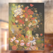 Vaas met korenbloemen & klaprozen, pioenen & chrys raamsticker (Vel 2)