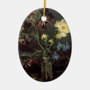 Vaas met Myosotis en Pioenrozen door Vincent van G Keramisch Ornament