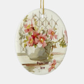 Vaas met pinkroses  waterverf ornament (Rechts)