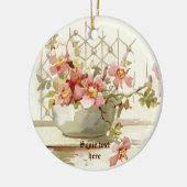 Vaas met pinkroses  waterverf ornament (Links)