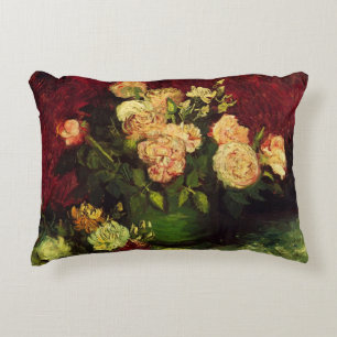 Vaas met Pioenrozen en Rozen door Vincent van Gogh Accent Kussen