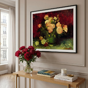 Vaas met Pioenrozen en Rozen door Vincent van Gogh Poster