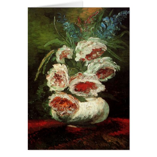 Vaas met pioenrozen van Vincent van Gogh (Voorkant)