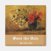 vaas met rode en witte anjers, behalve de datum magneet (Voorkant)