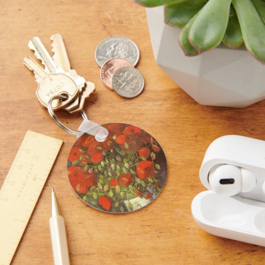 Vaas met rode klaprozen door Vincent van Gogh Sleutelhanger (Bureau)