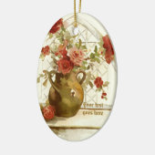 Vaas met rode rozen vintage aquarel ornament (Links)