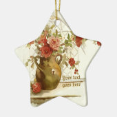 Vaas met rode rozen vintage aquarel ornament (Links)