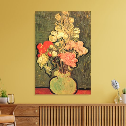 Vaas met Rose Mallows door Vincent van Gogh Canvas Afdruk (Insitu (Woonkamer))