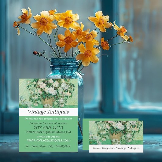 Vaas met roze rozen, van Gogh, Antiek Flyer