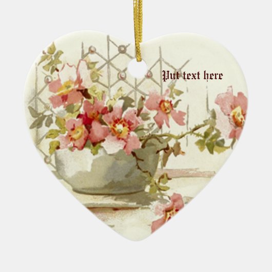 Vaas met roze rozen  waterverf ornament (Voorkant)