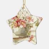 Vaas met roze rozen waterverf ornament (Links)