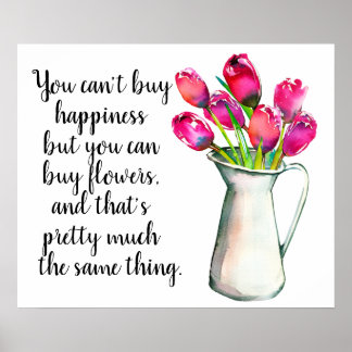Vaas met roze tulpen is Geluks Poster