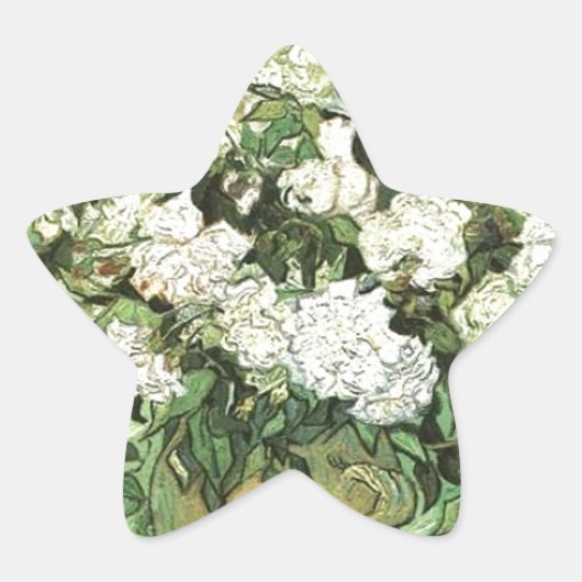 Vaas met Rozen - Van Gogh Ster Sticker (Voorkant)