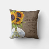 Vaas met rustieke zonnebloemen, bruiloft datum kussen (Voorkant)