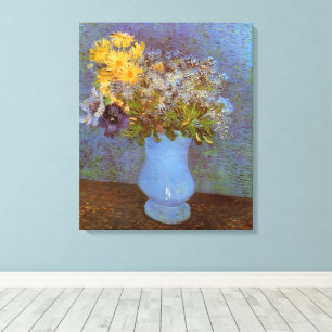 Vaas met seringen en madeliefjes door Vincent van Canvas Afdruk