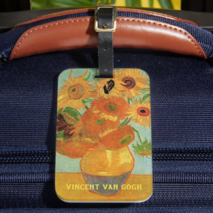 Vaas met twaalf zonnebloemen van Vincent van Gogh Bagagelabel