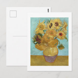 Vaas met twaalf zonnebloemen van Vincent van Gogh Briefkaart