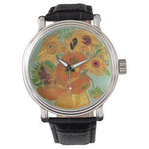 Vaas met twaalf zonnebloemen van Vincent van Gogh Horloge