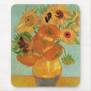 Vaas met twaalf zonnebloemen van Vincent van Gogh Muismat