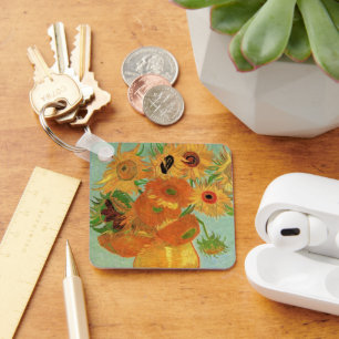 Vaas met twaalf zonnebloemen van Vincent van Gogh Sleutelhanger
