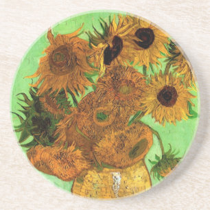 Vaas met twaalf zonnebloemen van Vincent van Gogh Zandsteen Onderzetter