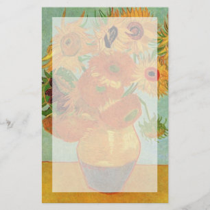 Vaas met twaalf zonnebloemen, Vincent van Gogh. Briefpapier