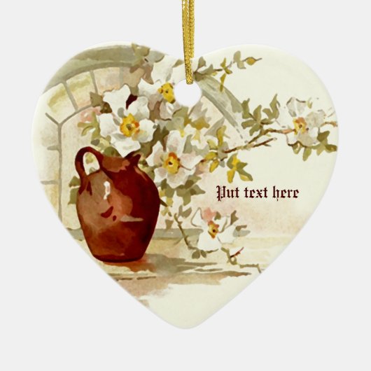 Vaas met witte rozen vintage watercolor ornament (Voorkant)