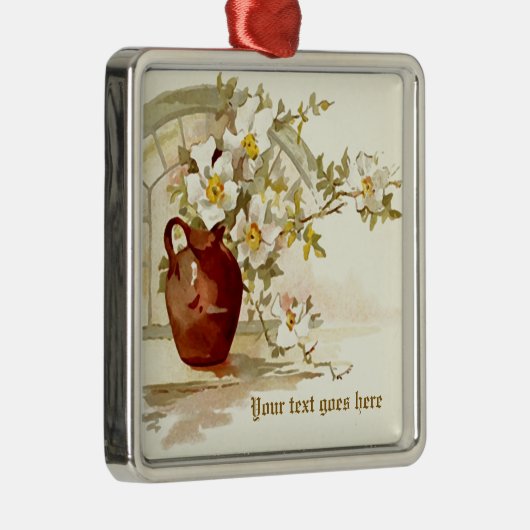 Vaas met witte rozen waterverf ornament (Rechts)