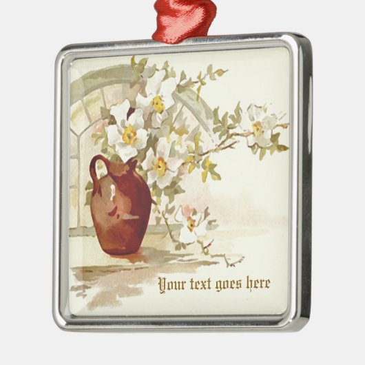 Vaas met witte rozen waterverf ornament (Links)