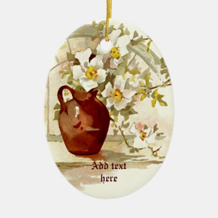 Vaas met witte rozen  waterverf ornament