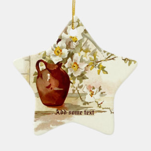 Vaas met witte rozen  waterverf ornament