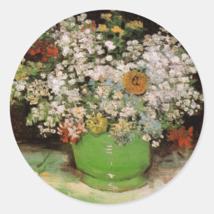 Vaas met Zinnia Bloemen door Vincent van Gogh Ronde Sticker