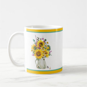 Vaas met zonnebloemen koffiemok
