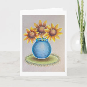 Vaas met zonnebloemen wenskaart kaart