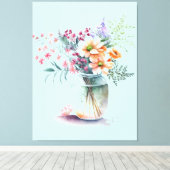vaas van bloem Uitgerekt Canvas Print (Insitu (Houten vloer))